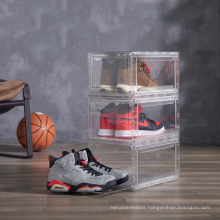 Plastic Sneaker Stackable Storage Transparent Boxes Drop Front Custom Wholesale Drawer Type Magnetic Clear Shoe Box